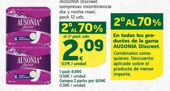 HiperDino Ausonia discreet compresas incontinencia dia y noche maxi oferta