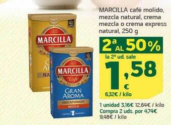 HiperDino Marcilla café molido mezcla natural crema mezcla o crema express natural oferta