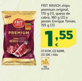 HiperDino Frit ravich chips premium original queso de cabra o jamón enrique tomás oferta