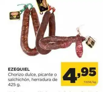 Alimerka Ezequiel chorizo dulce picante o salchichón herradura de 425g oferta