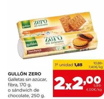 Alimerka Gullón zero galletas sin azucar fibra o sándwich de chocolate oferta