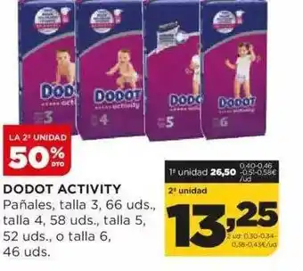 Alimerka La 2° unidad 50% dto dodot activity pañales talla 3 66 talla 4 58 talla 5 52 o talla 6 46 oferta
