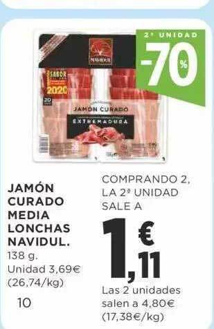 Supercor 2e unidad -70% jamón curado media lonchas navidul oferta