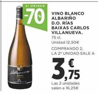 Supercor 2e unidad -70% vino blanco albariño d.o. rías baixas carlos villanueva oferta