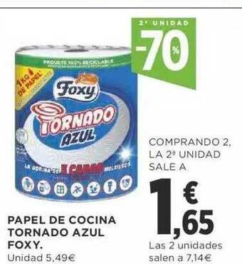 Supercor 2e unidad -70% papel de cocina tornado azul foxy oferta