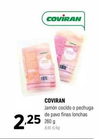 Coviran Coviran jamón cocido o pechuga de pavo finas lonchas oferta