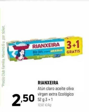 Coviran Rianxeira atún claro aceite oliva virgen extra ecológico oferta