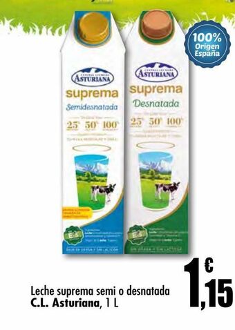 Unide Supermercados Leche suprema semi o desnatada c.l. asturiana oferta