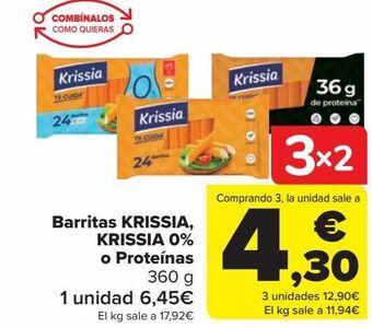 Carrefour Barritas krissia, krissia 0% o proteínas oferta