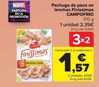 Carrefour Pechuga de pavo en lonchas finíssimas campofrío oferta
