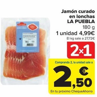 Carrefour Jamón curado en lonchas la puebla oferta
