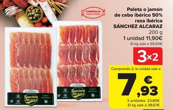 Carrefour Paleta o jamón de cebo ibérico 50% raza ibérica sánchez alcaraz oferta