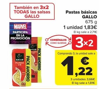 Carrefour Pastas básicas gallo oferta