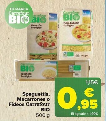 Carrefour Spaguettis, macarrones o fideos carrefour bio oferta