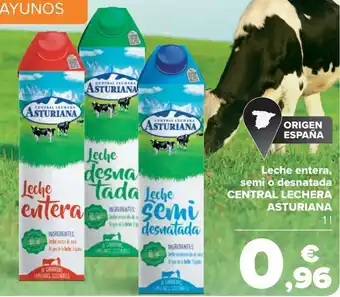 Carrefour Leche entera, semi o desnatadas central lechera asturiana oferta