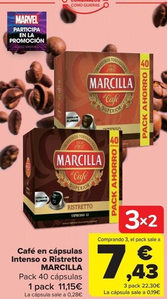 Carrefour Café en cápsulas intenso o ristretto marcilla oferta