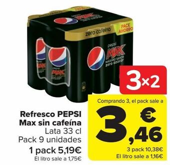 Carrefour Refresco pepsi max sin cafeína oferta