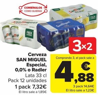 Carrefour Cerveza san miguel especial, 0,0% o radler oferta