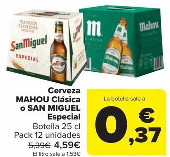 Carrefour Cerveza mahou clásica o san miguel especial oferta
