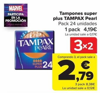 Carrefour Tampones super plus tampax pearl oferta