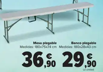 Carrefour Banco plegable 180x28x43 cm oferta