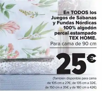 Carrefour En todos los juegos de sábanas y fundas nórdicas 100% algodón percal estampado tex home oferta