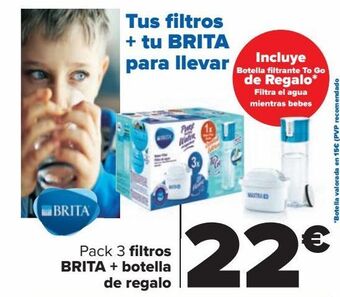 Carrefour Pack 3 filtros brita + botella de regalo oferta