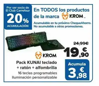 Carrefour Krom pack kunai teclado + ratón + alfombrilla oferta