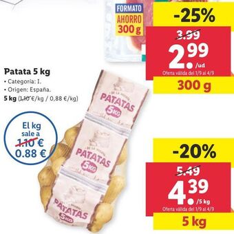 Lidl Patata 5 kg oferta
