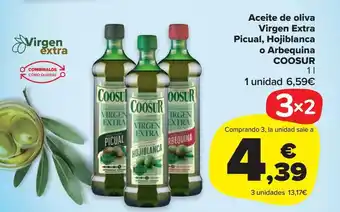 Carrefour Market Aceite de oliva virgen extra picual, hojibllanca o arbequina coosur oferta