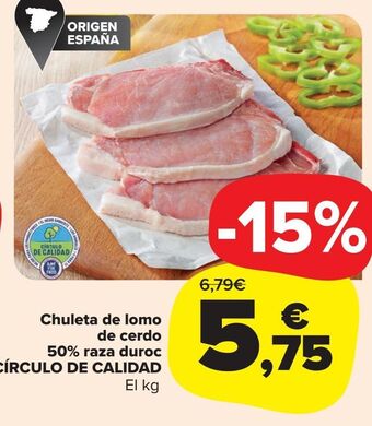 Carrefour Market Chuleta de lomo de cerdo 50% raza duroc círculo de calidad oferta