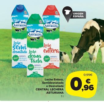 Carrefour Market Leche entera, semidesnatada o desnatada central lechera asturiana oferta