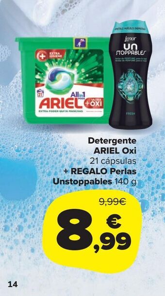 Carrefour Market Detergente ariel oxi + regalo perlas unstoppables oferta