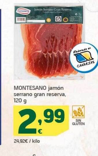 HiperDino Montesano jamón serrano gran reserva oferta