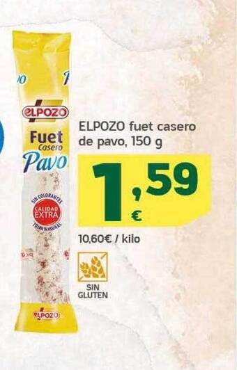 HiperDino Elpozo fuet casero de pavo oferta
