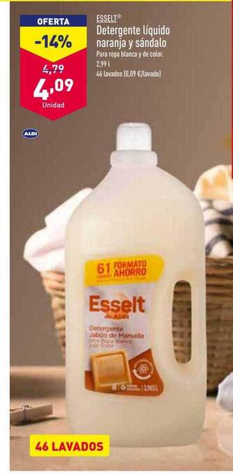 ALDI Esselt detergente líquido naranja y sándalo oferta