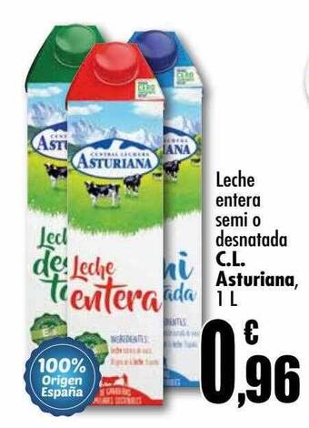Unide Supermercados Leche entera semi o desnatada c.l. asturiana oferta