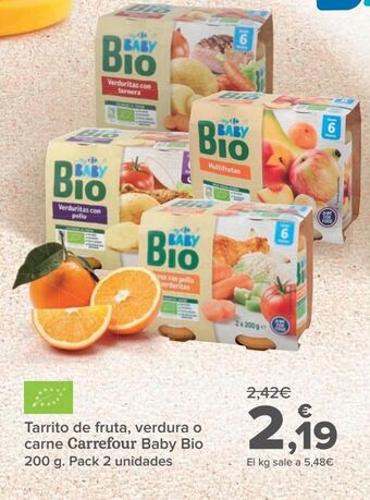 Carrefour Tarrito de fruta, verdura o carne carrefour baby bio oferta