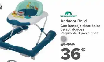 Carrefour Andador bolid con bandeja electrónica de actividades regulable 3 posiciones bebé confort oferta