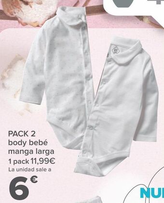 Carrefour Pack 2 body bebé manga larga oferta