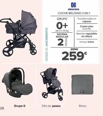 Carrefour Coche beloved 3 en 1 kikka boo oferta