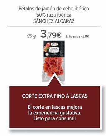 Carrefour Pétalos de jamón de cebo ibérico 50% raza ibérica sánchez alcaraz oferta