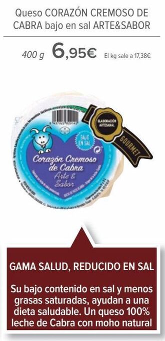 Carrefour Queso corazón cremoso de cabra bajo en sal arte&sabor oferta