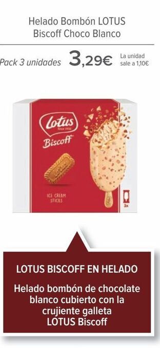 Carrefour Helado bombón lotus biscoff choco blanco oferta