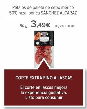 Carrefour Pétalos de jamón de cebo ibérico 50% raza ibérica sánchez alcaraz oferta
