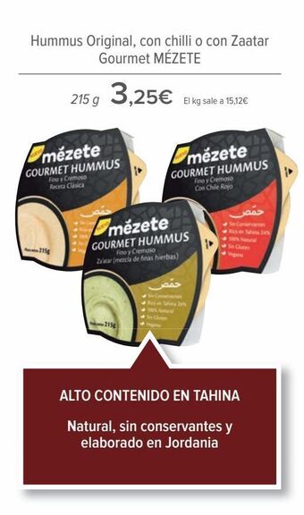 Carrefour Hummus original, con chilli o con zaatar gourmet mézete oferta