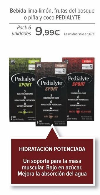 Carrefour Bebida lima-limón, frutas del bosque o piña y coco pedialyte oferta