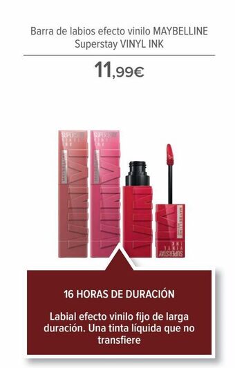 Carrefour Barra de labios efecto vinilo maybelline superstay vinyl ink oferta