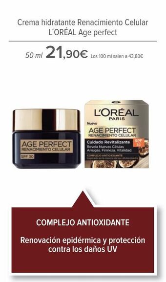Carrefour Crema hidratante renacimiento celular l'oréal age perfect oferta