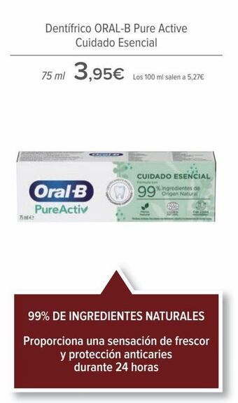 Carrefour Dentífrico oral -b pure active cuidado esencial oferta